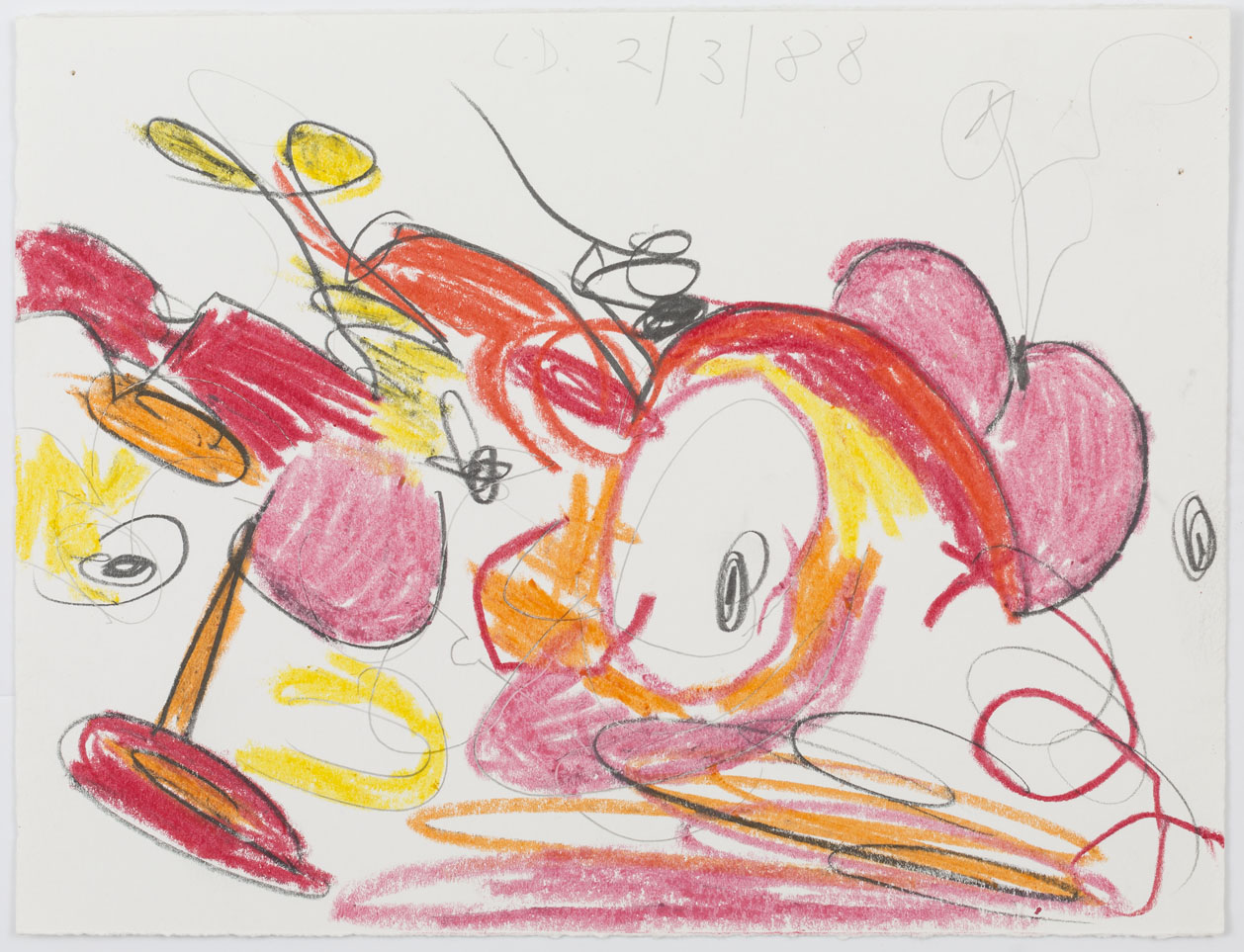 <i>Untitled (2/3/88)</i>, 1988, wax crayon and pencil on paper,7 5/8 x 10  inches (19.4 x 25.4 cm)
