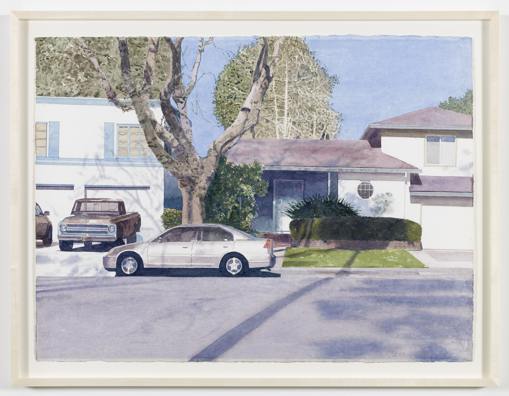 Robert Bechtle, <i>Central Ave - Alameda</i>, 2014, Watercolor on paper, 22 3/8 x 30 1/8 inches (56.8 x 76.5 cm)